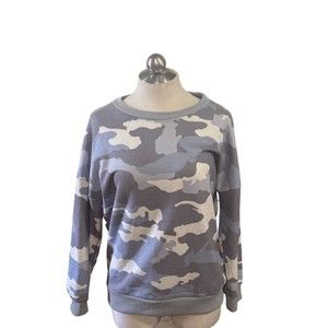 Ecowish Womens Crew Neck Multicolor Camo Long Sleeve Lightweight Sweatshirt Sz M